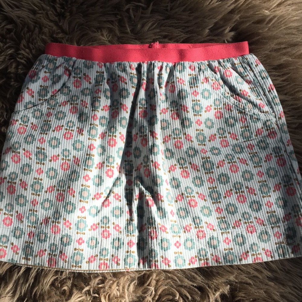 PetitBateau pink & grey floral skirt w/pockets - size 5G